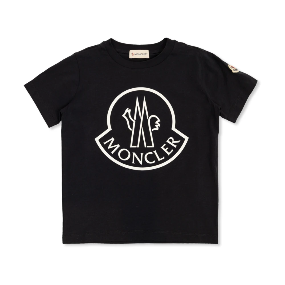 Moncler , Kids Short Sleeve T-Shirts, Unisex, Blue, 8 Y, T-Shirt With Printed Logo