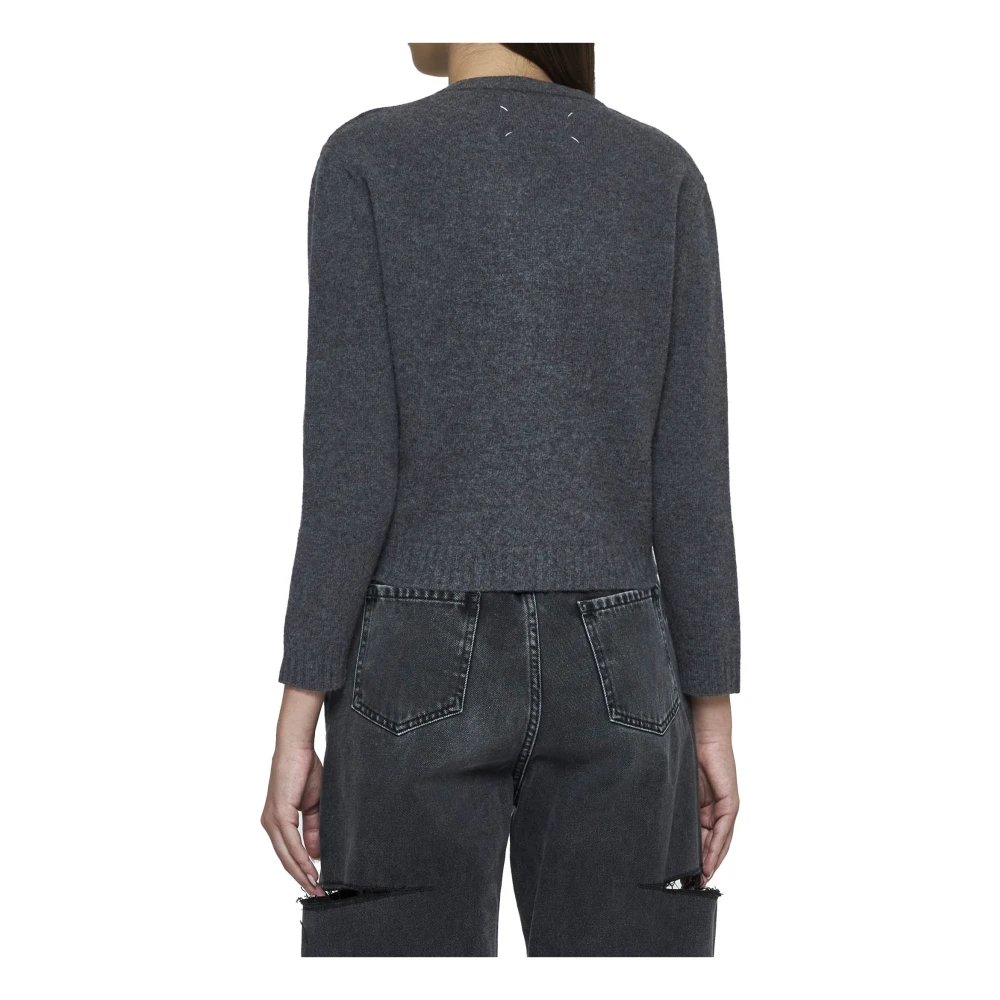 Maison Margiela Grijze Wol Vest Sweaters Black Dames