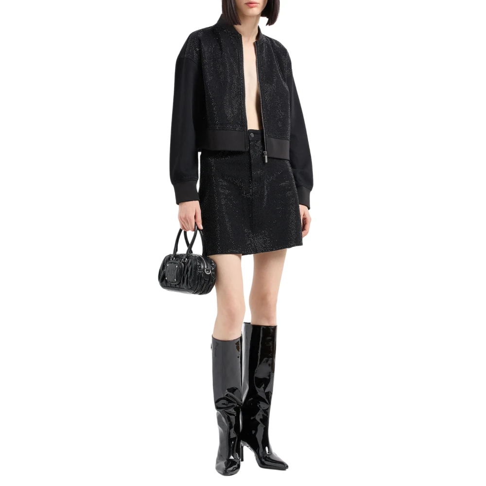 Armani Exchange Zwarte Denim Blouson Jas Black Dames