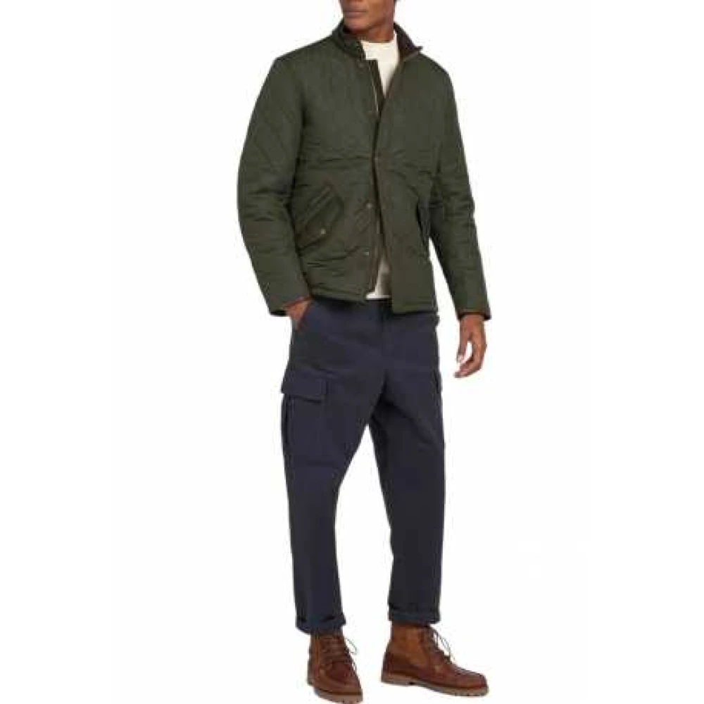 Barbour Gewatteerde leren jas Green Heren