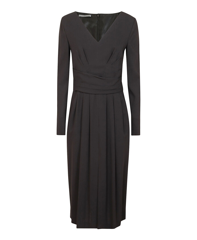 robe-noire-en-crepe-avec-taille-plissee