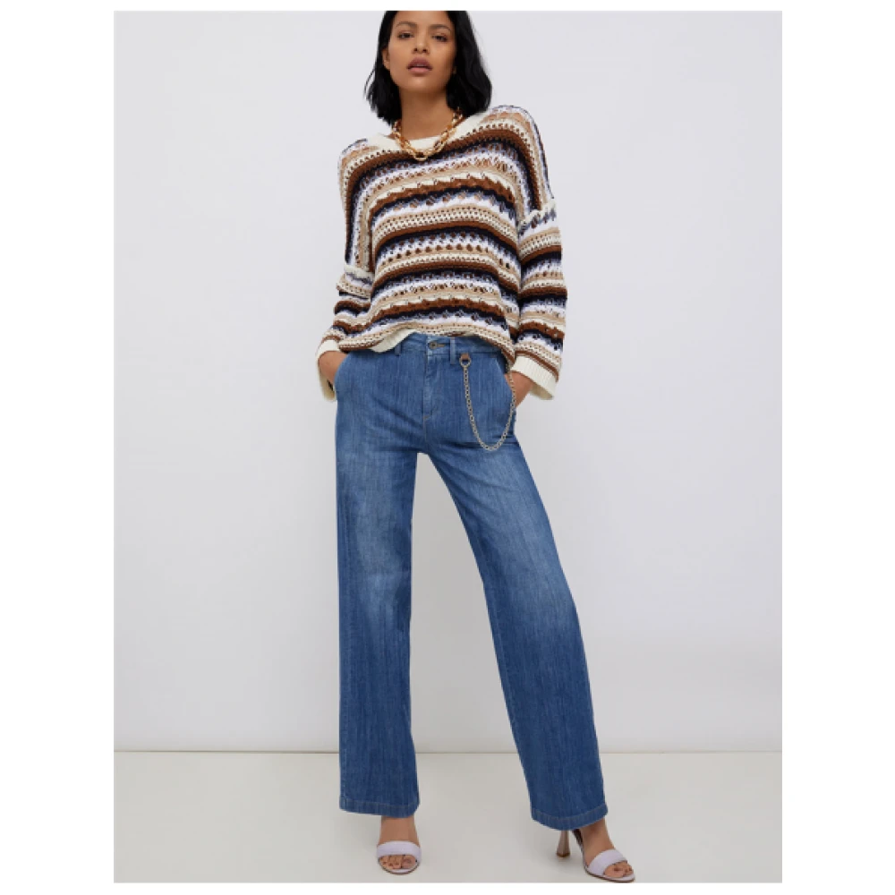 Liu Jo Hoge taille New Flare Denim Jeans Blue Dames
