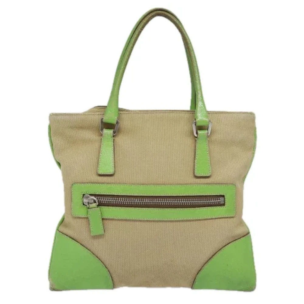 Prada Vintage Pre-owned Canvas handbags Beige Dames
