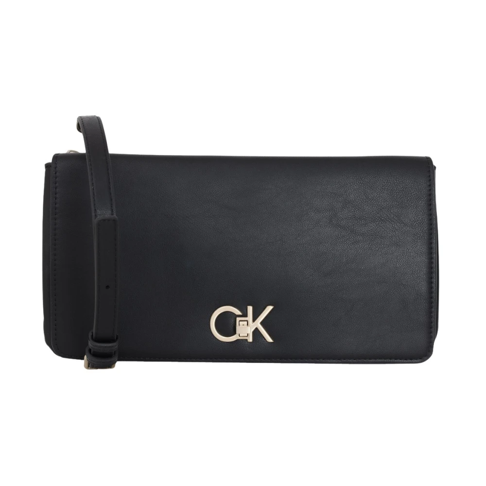 Calvin Klein Zwarte Dubbele Gusette Dames Tas Black Dames
