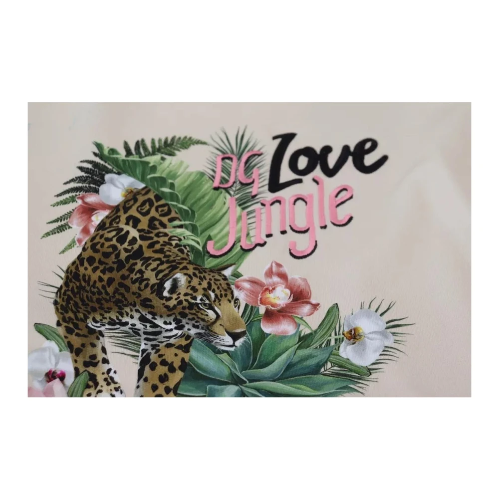 Dolce & Gabbana Jungle Print Beige Katoenen Trui Beige Dames