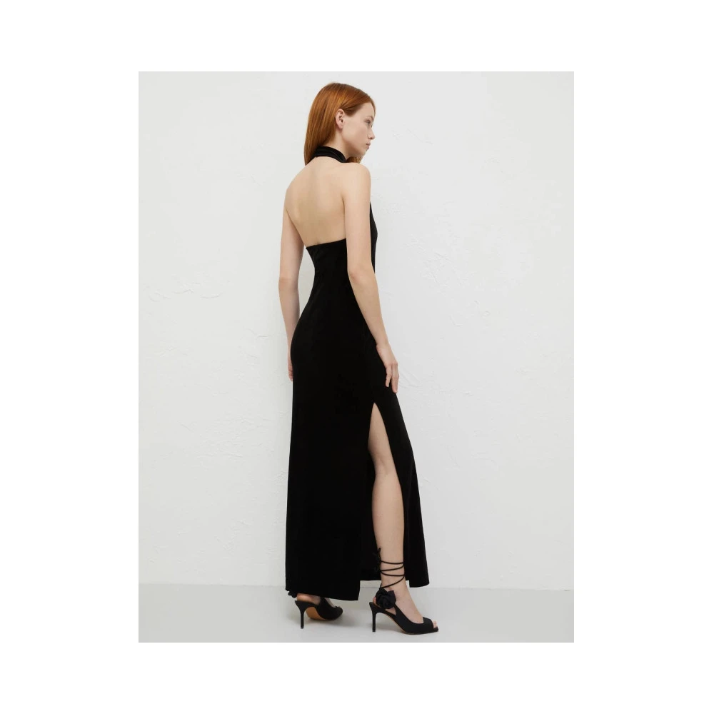 Marella Fluwelen Lange Jurk Groot Black Dames