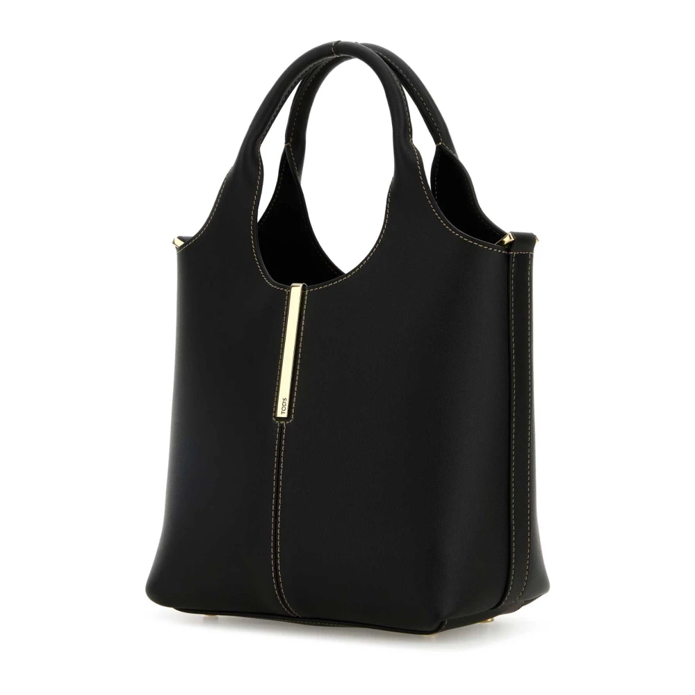 TOD'S Stijlvolle zwarte leren mini shopper Black Dames