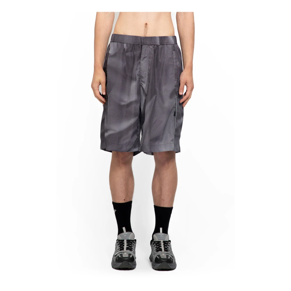 44 Label Group Gekreukte Trekkoord Shorts Rookprint Gray Heren