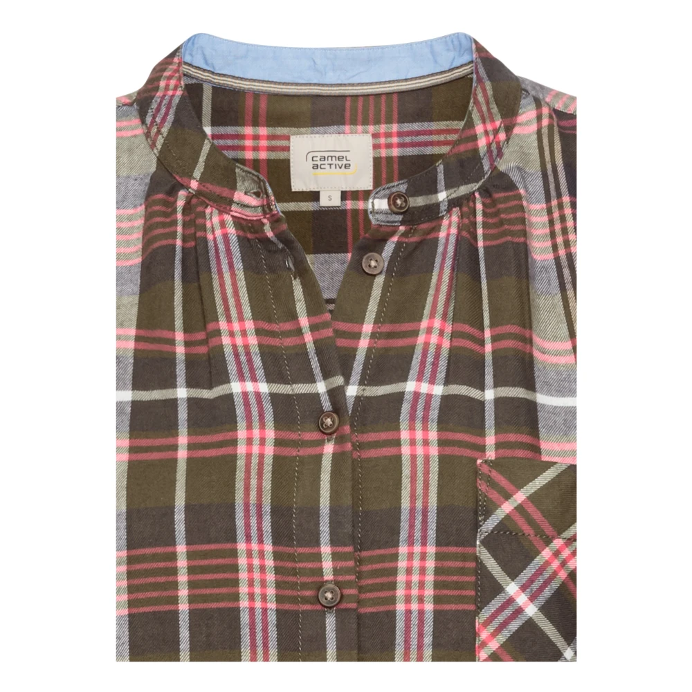 camel active Geruite blouse met opstaande kraag Multicolor Dames