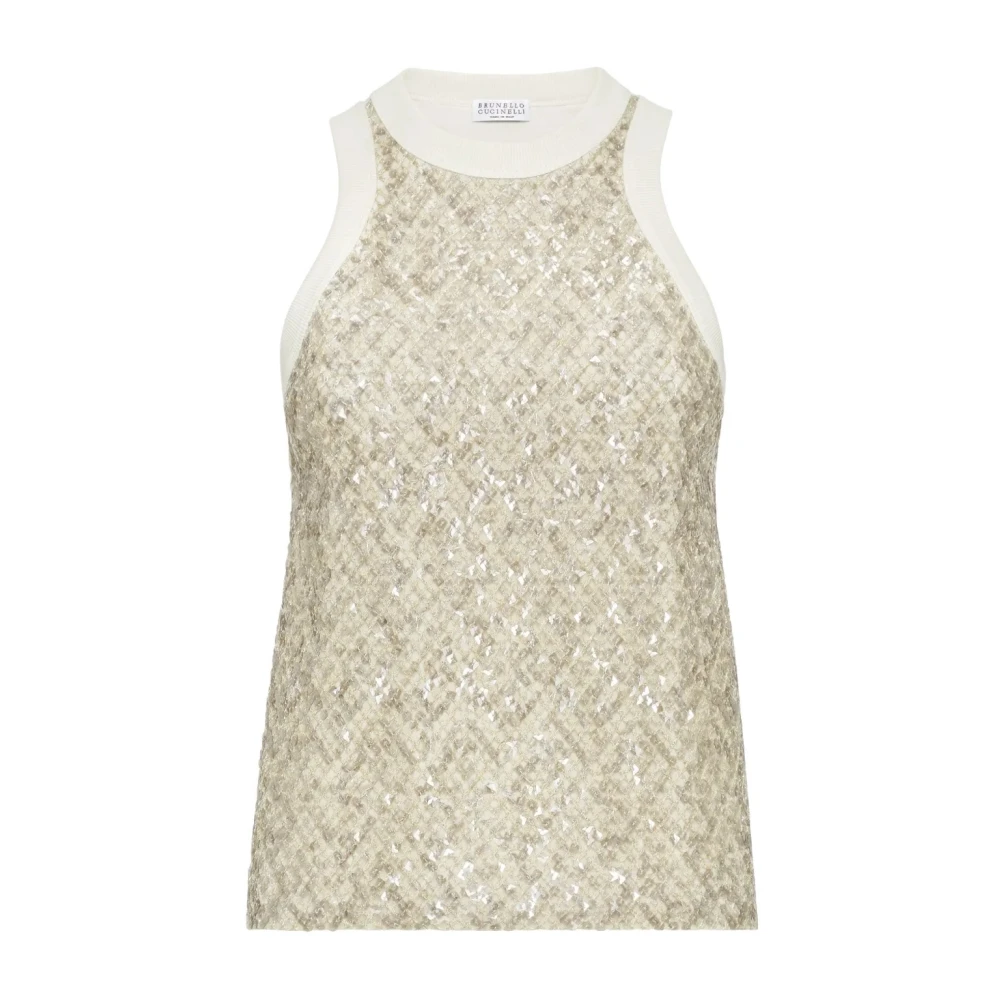 BRUNELLO CUCINELLI Luxe Crew Neck Tank Top Yellow Dames