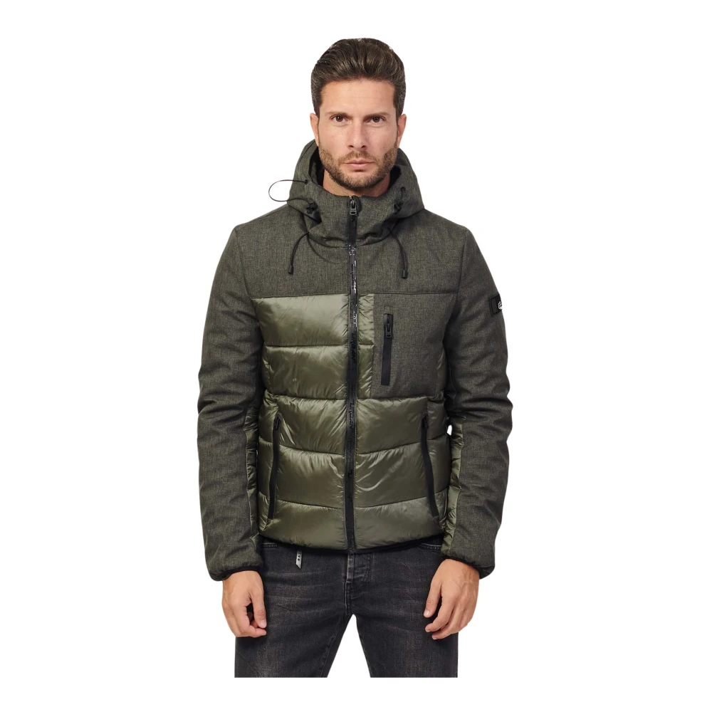 YES ZEE Gewatteerde groene jas met softshell inzetstukken Green Heren