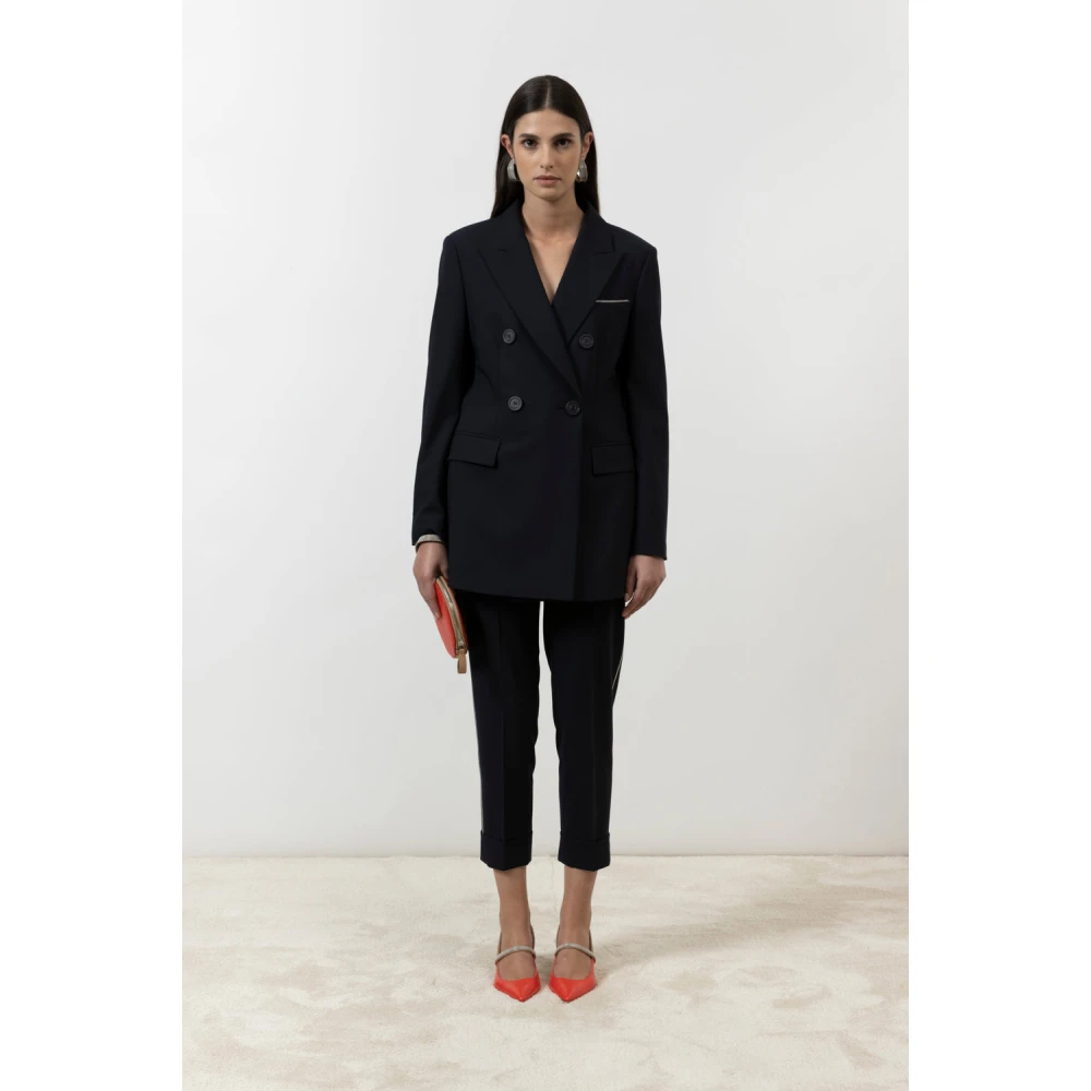 PESERICO Technische wollen sigarettenbroek Blue Dames