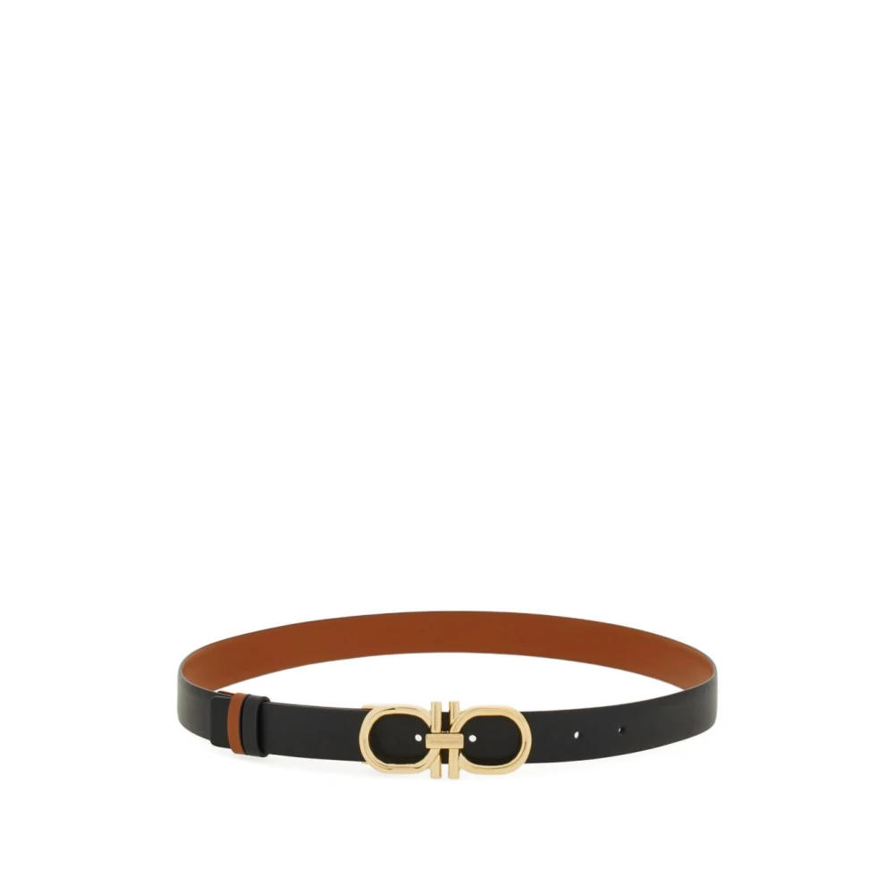 Ferragamo Donna Nero - Cintura In Pelle Gancini - Accessories - 100 Cm
