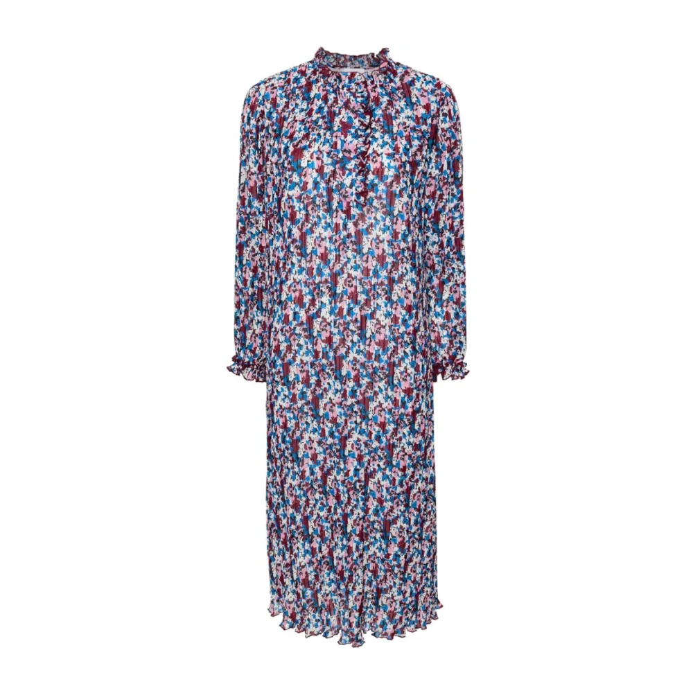 Ganni Multicolor Midi Dresses, Female, S, Pleated Midi Dress