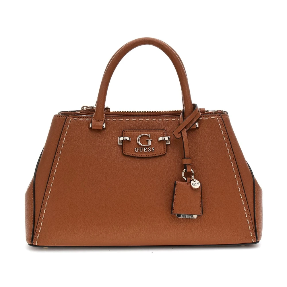 Guess Anadela 3 Compartiment Satchel Tas Karamel Brown Dames
