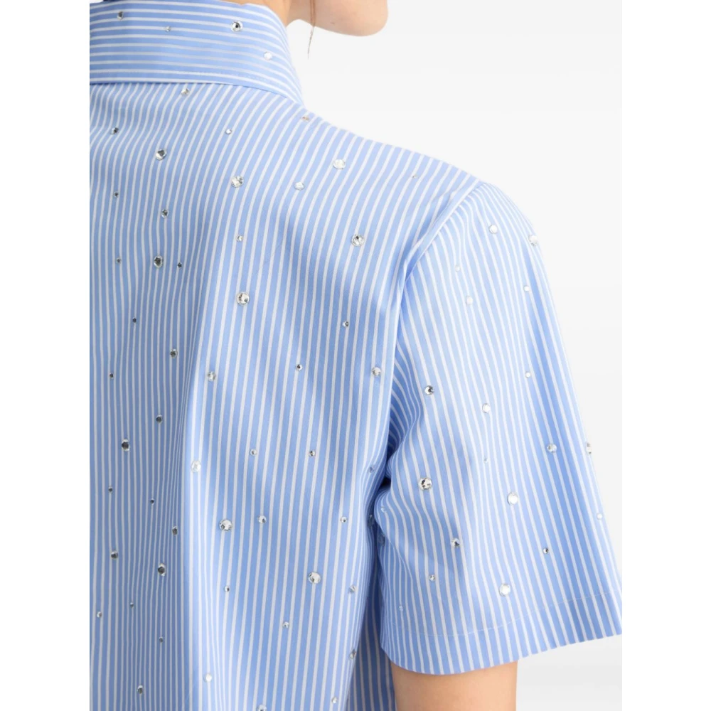 Liu Jo Heldere Blauwe Strass Versierde Shirt Blue Dames