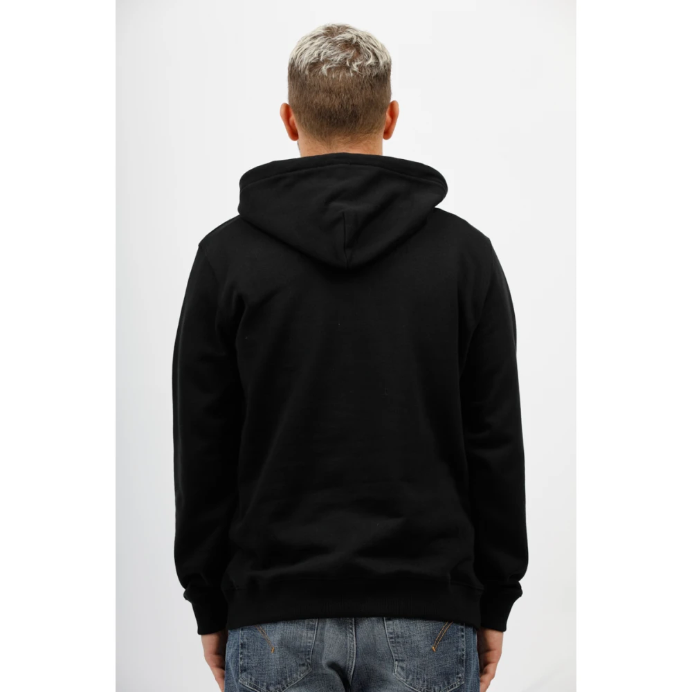 Dondup Hoodie met voorprint en kangoeroezak Black Heren