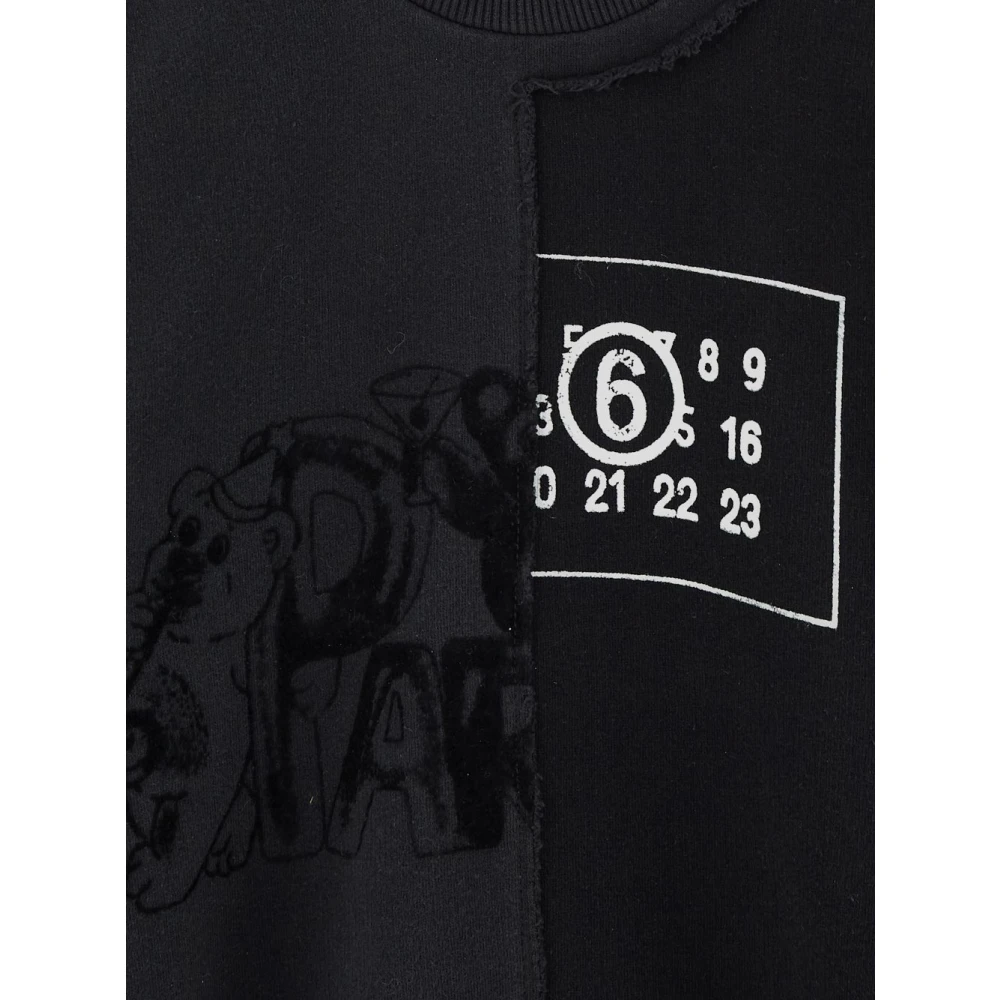 MM6 Maison Margiela Katoenen Logo Sweatshirt Black Dames