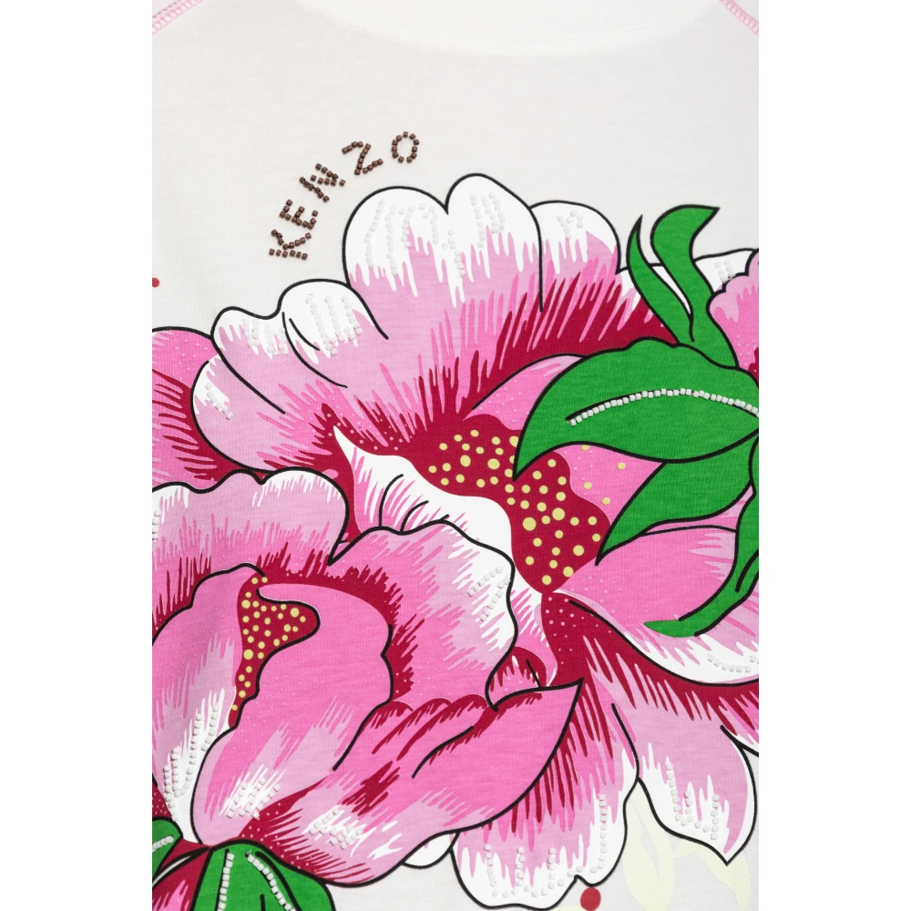 Kenzo T-shirt met bloemenmotief White Dames