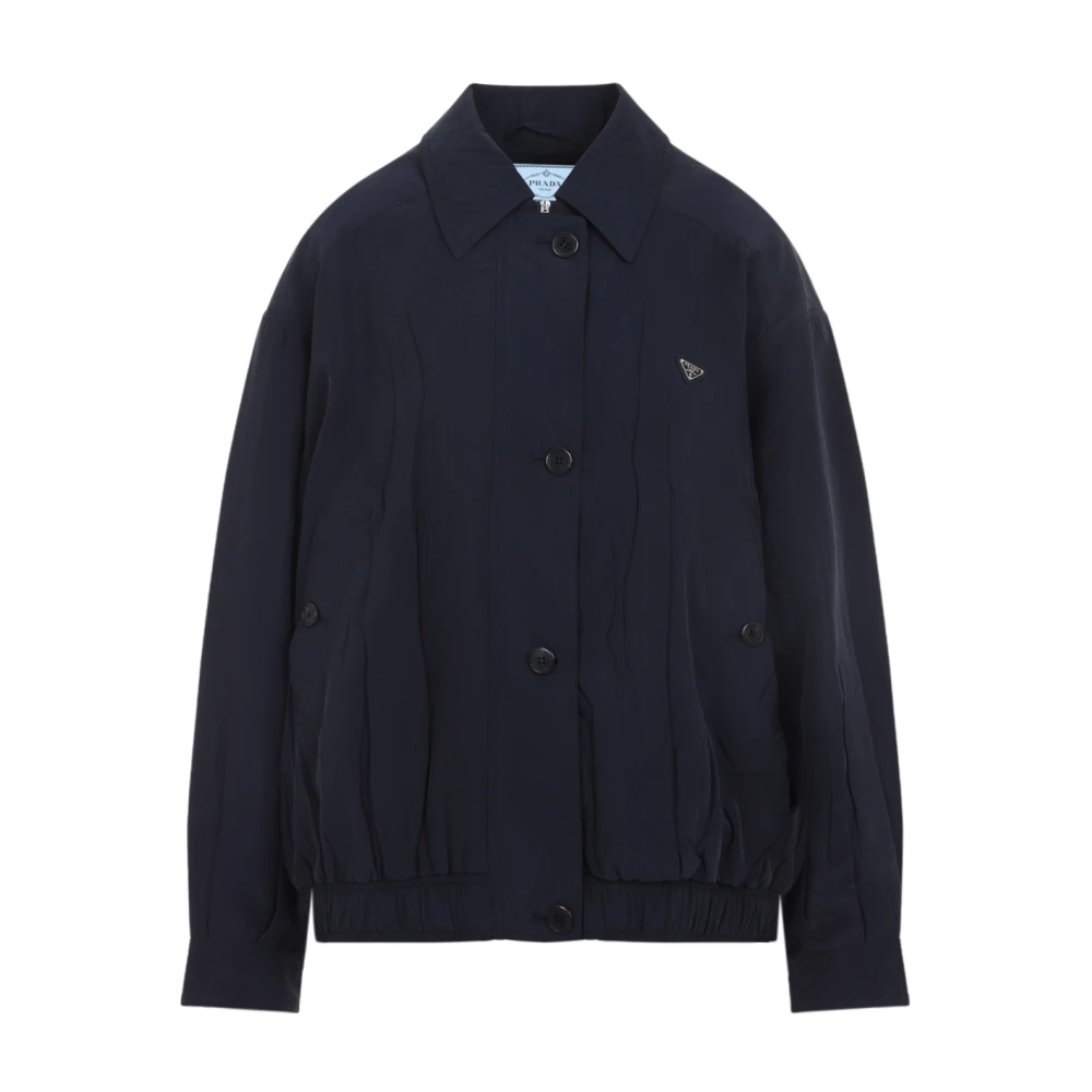 Prada - Chaqueta De Seda Lavada - Jackets - Mujer - Azul - S