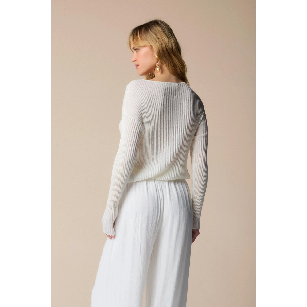 Kocca Stijlvolle Ronde Hals Gebreide Kleding White Dames