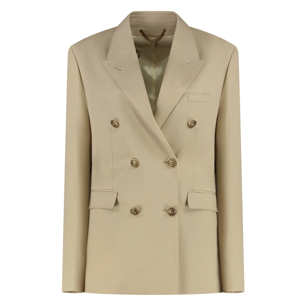 Golden Goose Women's Beige/Golden Wool Jacket With Lapel Collar