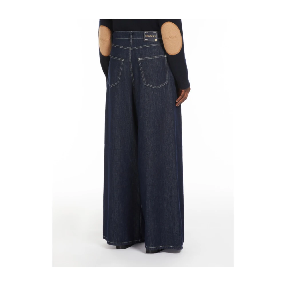 Max Mara Wijde Pijp Denim Broek met Uniek Ontwerp Blue Dames