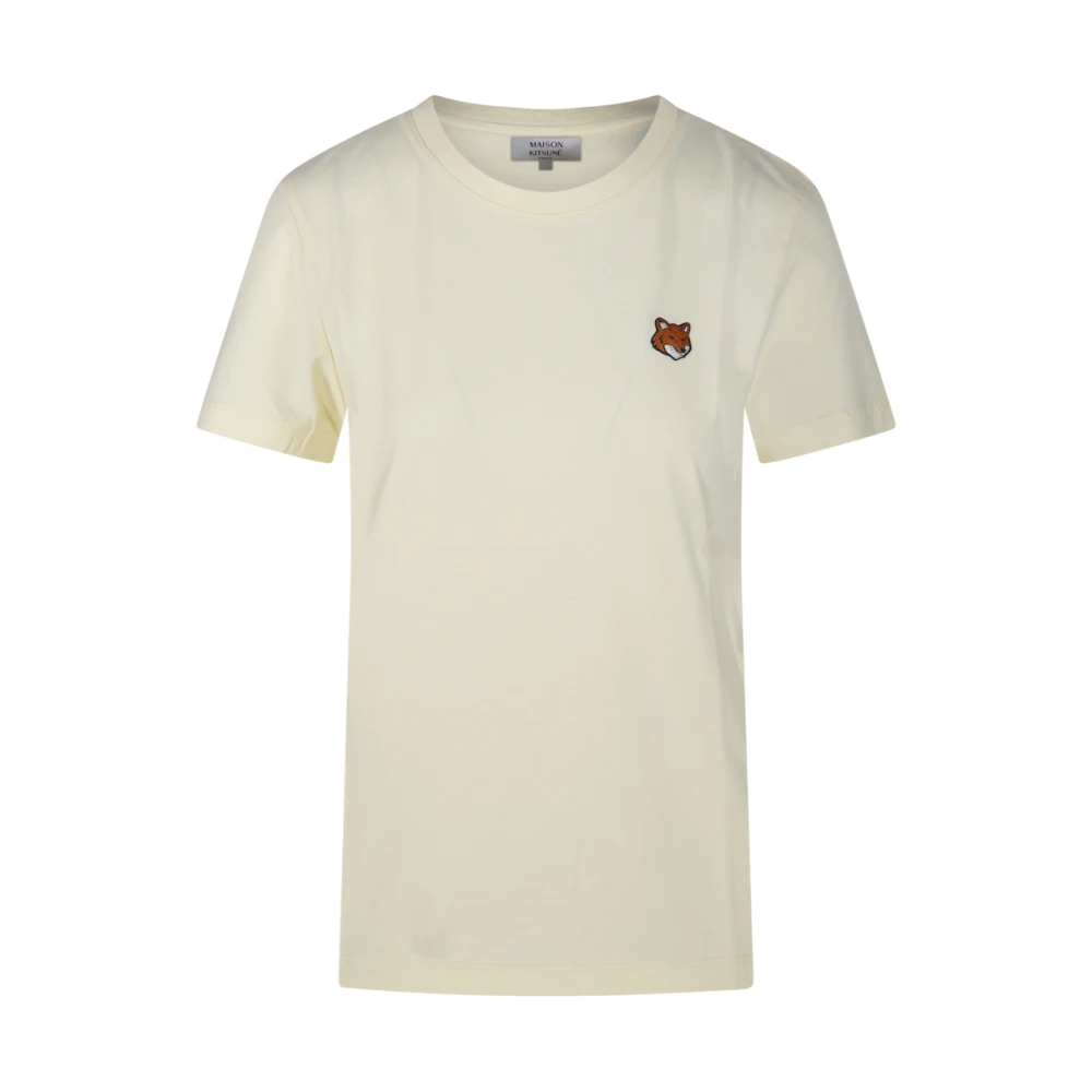 Maison Kitsuné Women's Yellow T-Shirts, Xs, Fox Head Regular Tee-Shirt