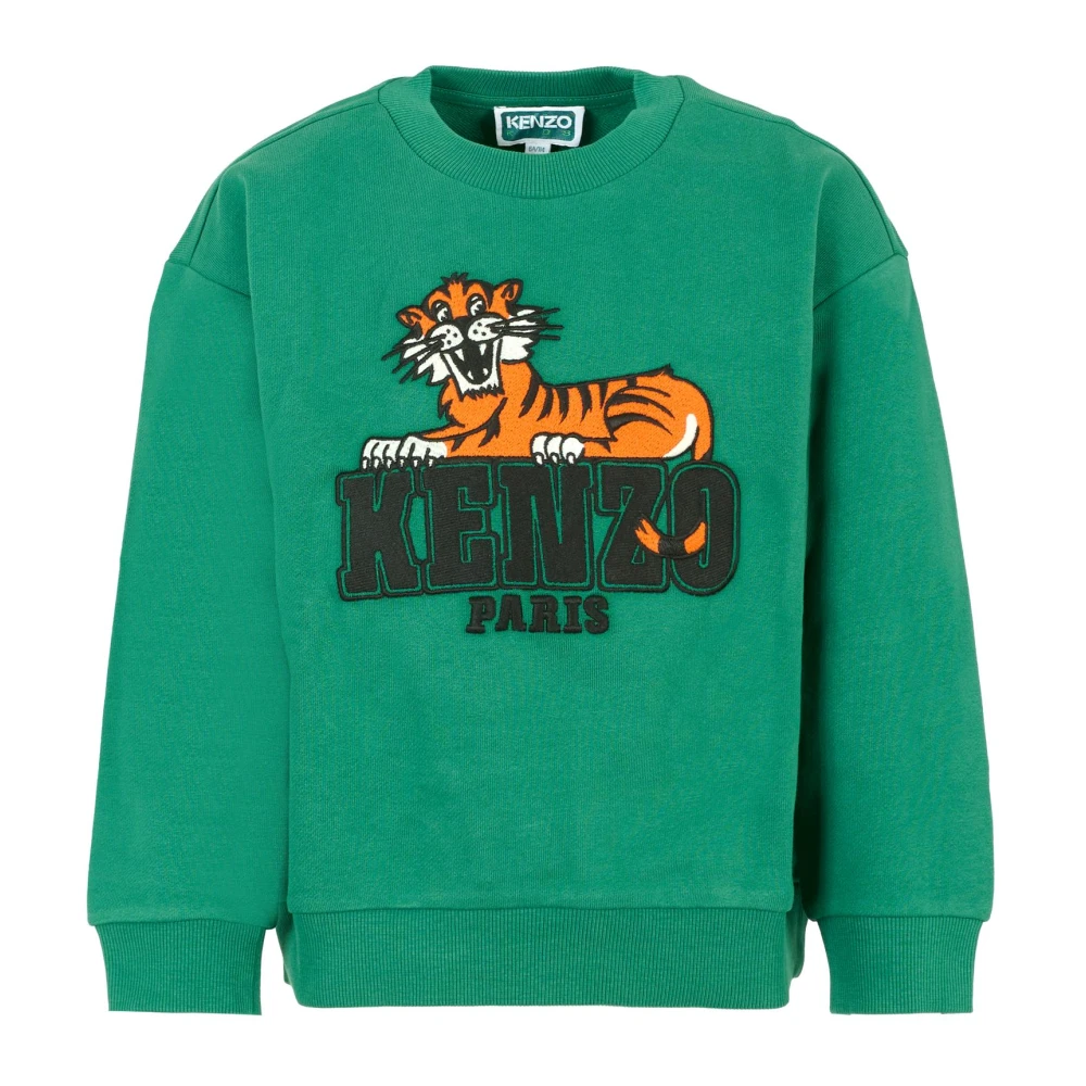 Kenzo Unisex Kids Green Kids Sweatshirts, 6 Y, Tiger Embroidered Sweatshirt