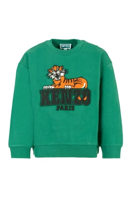 Grön Tiger Broderad Sweatshirt