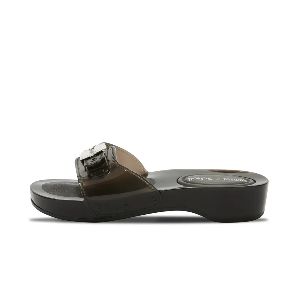 Scholl Black Sliders, Female, 5 Uk, Pescura Heel