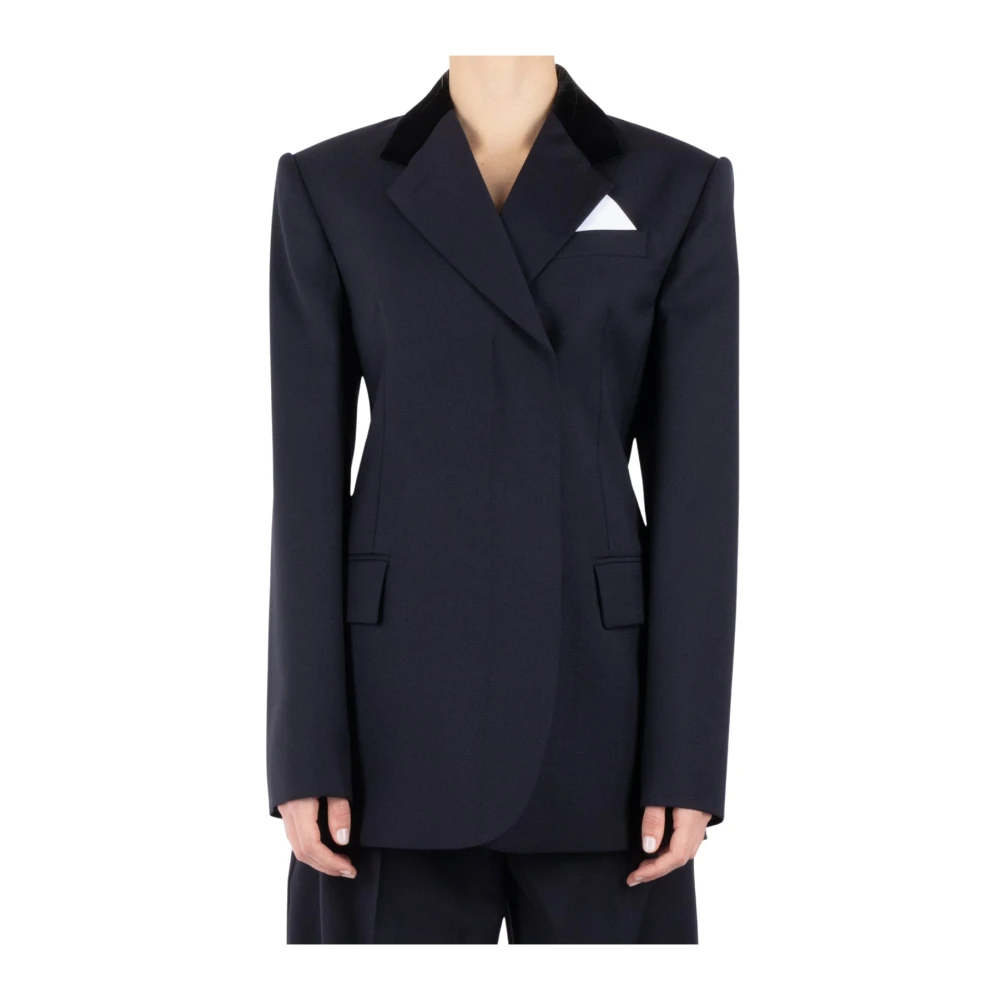 SPORTMAX Blauwe Wollen Jas Blue Dames