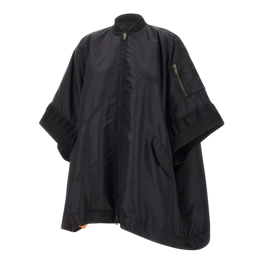 Mm6 Maison Margiela Women's Black Oversized Nylon Cape Jacket - Light Jackets - 2XS - Jackets