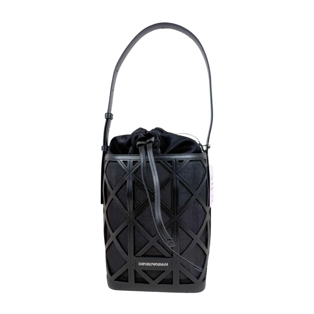 Emporio Armani Vrouw Zwart Tassen Dames, One Size, Leer, Deva Bucket Bag