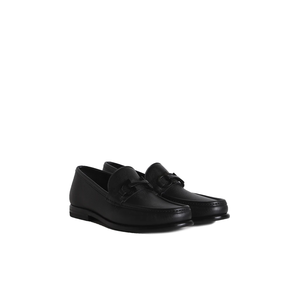 Salvatore Ferragamo Klassieke Loafer Stijl Zwarte Platte Schoenen Black Heren