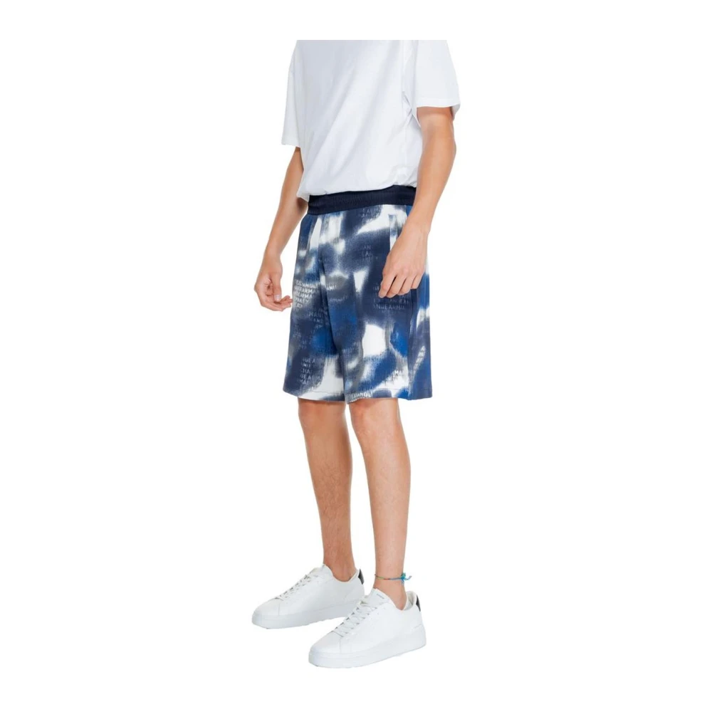 Armani Exchange Katoen Elastaan Bermuda Shorts Blue Heren