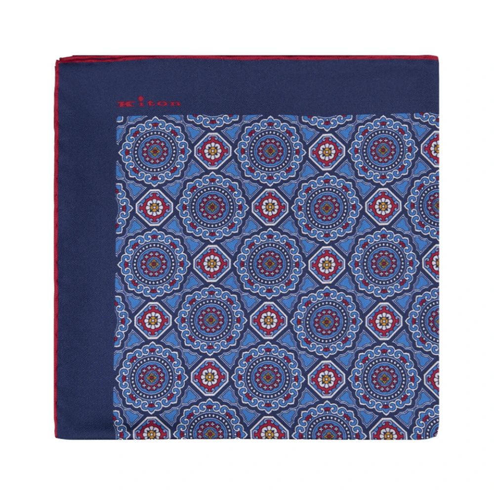 Kiton Blauwe Zijden Elegante Sjaal Blue Heren