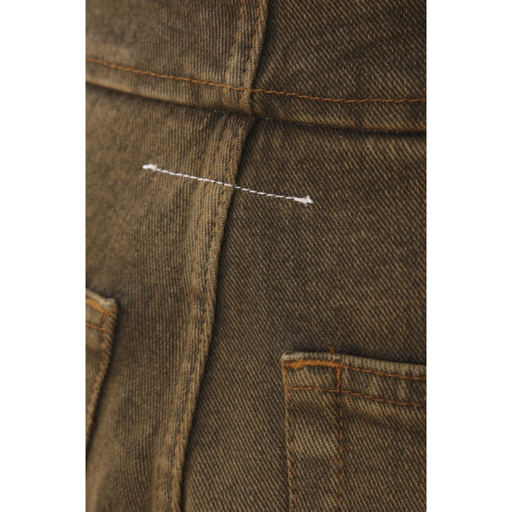 MM6 Maison Margiela Bruine Cropped Jeans met Witte Steek Brown Dames