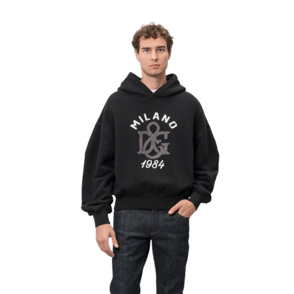 Dolce & Gabbana Logo Hoodie Sweatshirt met Klassieke Stijl Black Heren