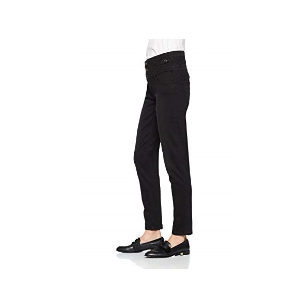 Liu Jo Hoge taille skinny katoenen broek met knoopdetails Black Dames