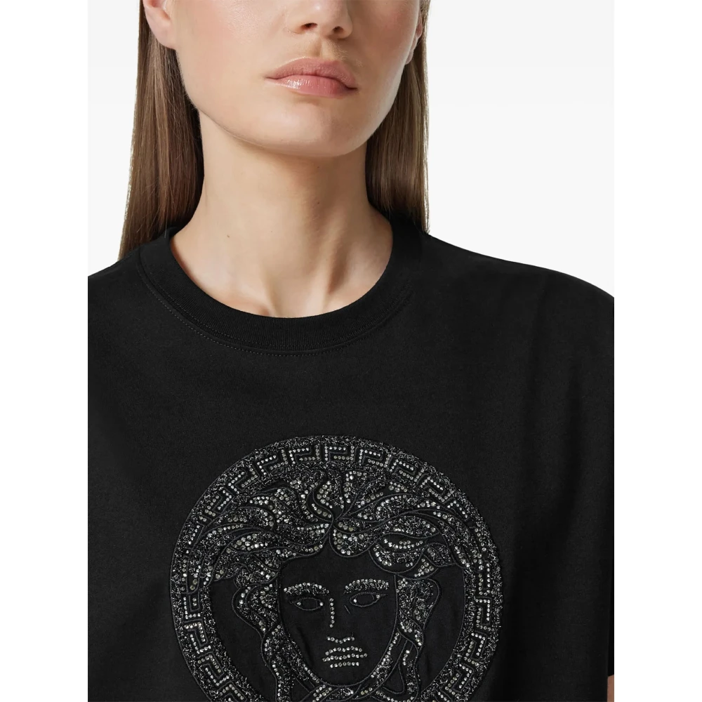 Versace Medusa Grafisch T-shirt Zwart Black Dames