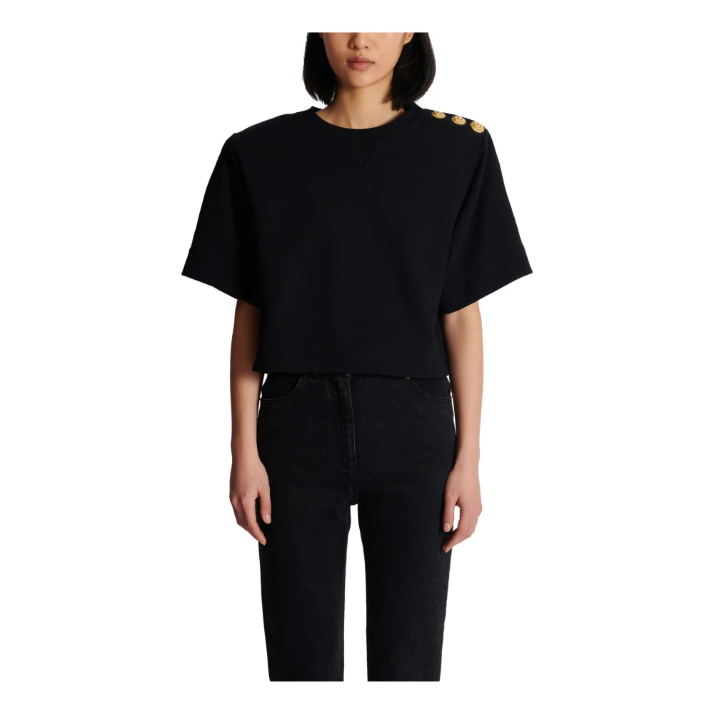 Balmain Sweatshirt met knopen Black Dames