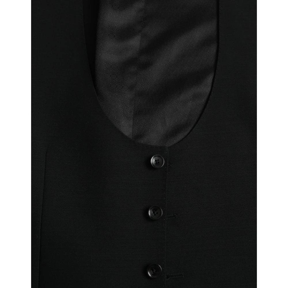 Dolce & Gabbana Zwarte Wol Formele Jurk Vest Black Heren