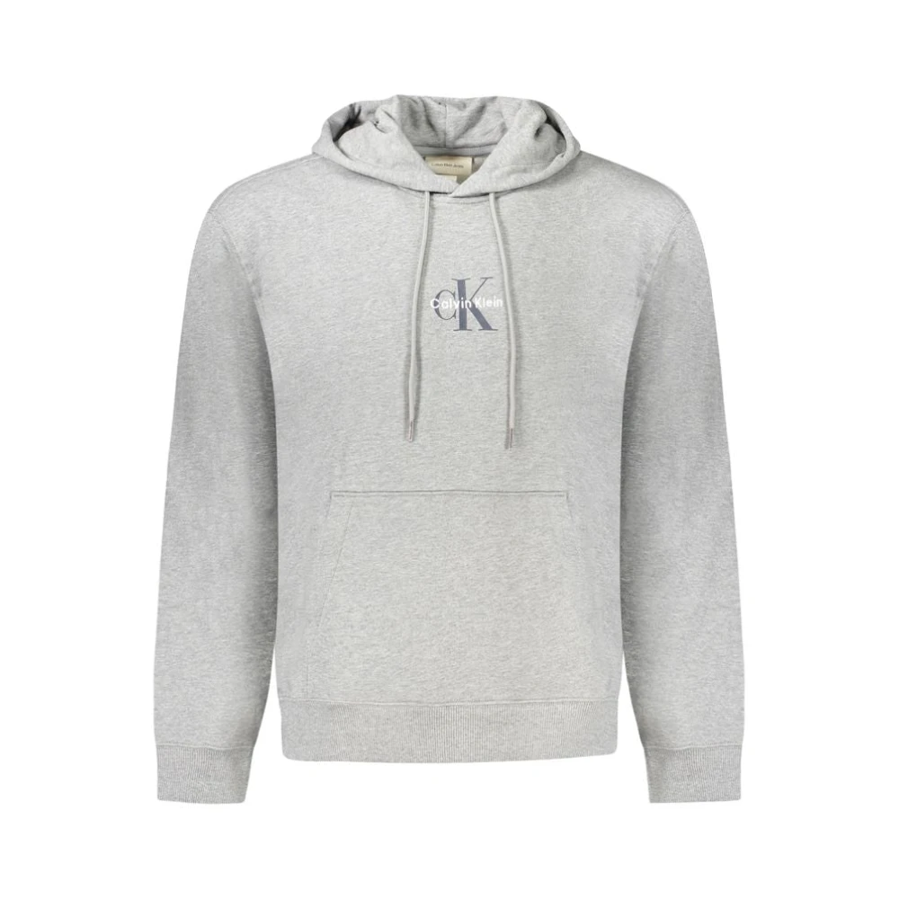 Calvin Klein Men's Gray Long-Sleeved Hooded Sweatshirt