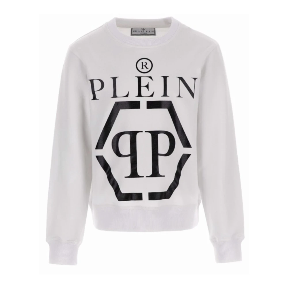 Philipp Plein Witte Katoenen Sweatshirt met Bedrukt Logo White Heren