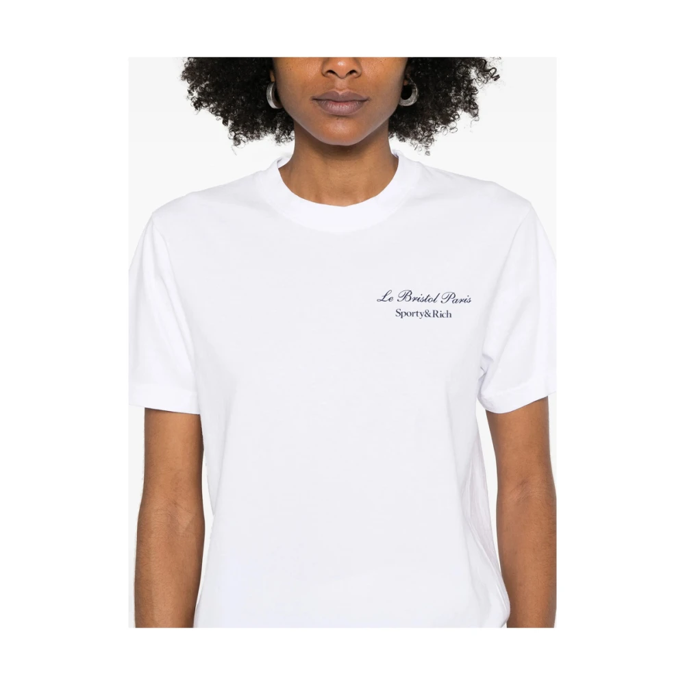 Sporty & Rich Wit Logo Print Crew Neck T-shirt White Dames