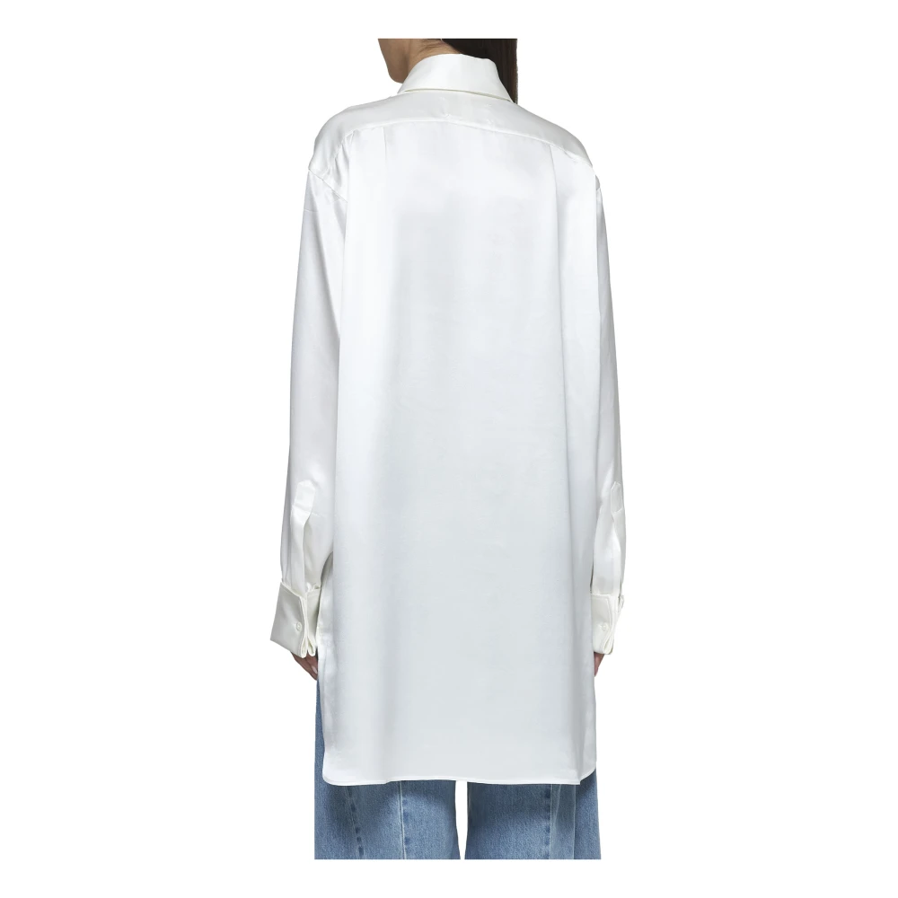 Maison Margiela Zijden Off-White Overhemd met Manchetknopen White Dames