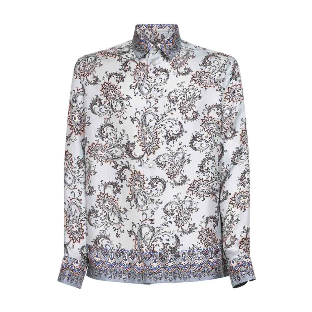 Etro Men's Multicolor Casual Shirts, L, Silk Shirt With Paisley Print