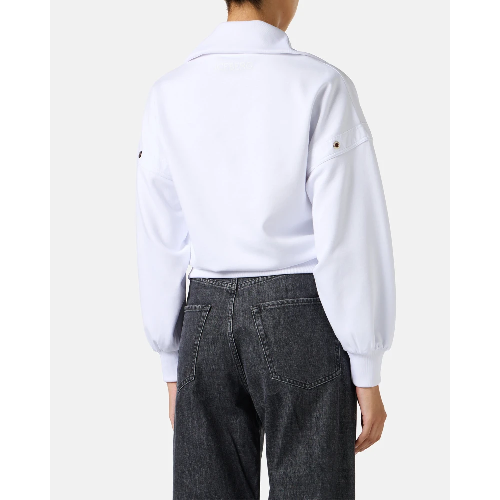 Iceberg Geknipte pasvorm witte sweatshirt van scuba stof White Dames