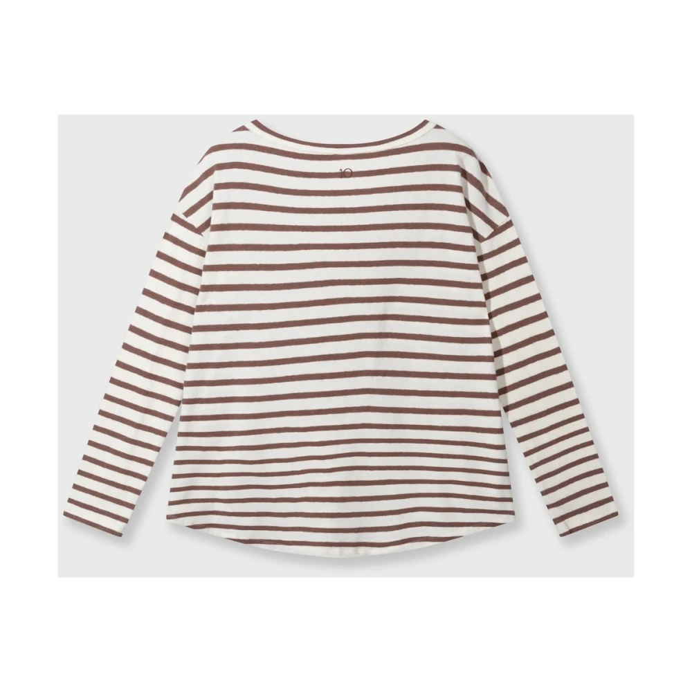 10Days Gestreept linnen longsleeve T-shirt Multicolor Dames